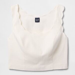 GAP Scallop Cropped Linen Top (XL Tall)